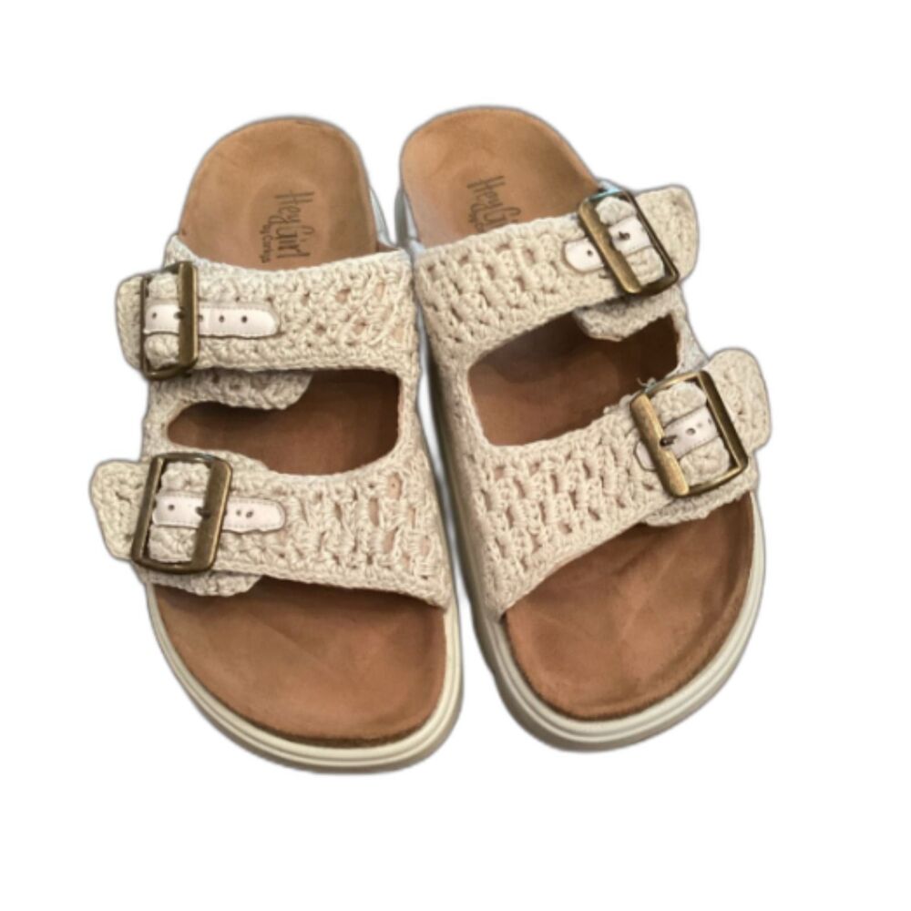 HEY GIRL BY CORKYS 10 NO FILTER CROCHET PLATFORM SANDALS